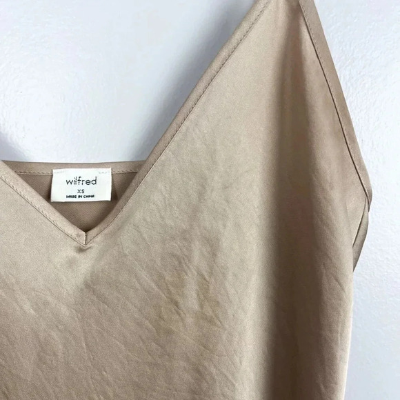 Aritzia Wilfred Womens XS Only Slip Satin Midi  Dress Champagne Chemise - Picture 8 of 8